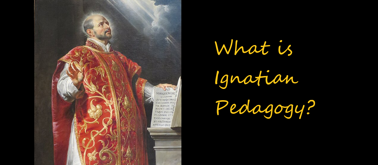 portrait of Saint Ignatius of Loyola on black background